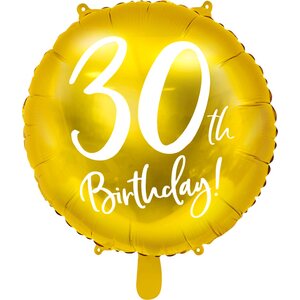 30th Birthday tavallinen foliopallo kulta 45 cm