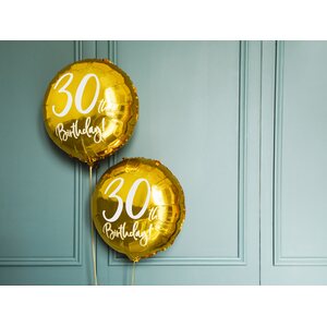 30th Birthday tavallinen foliopallo kulta 45 cm