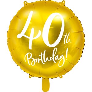 40th Birthday tavallinen foliopallo kulta 45 cm