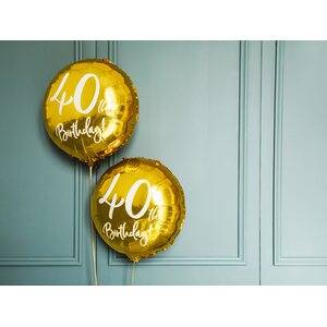 40th Birthday tavallinen foliopallo kulta 45 cm