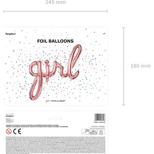 Foliopallo Girl ruusukulta 77 x 70 cm