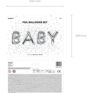 Kirjainfoliot Baby 262 x 86 cm hopea