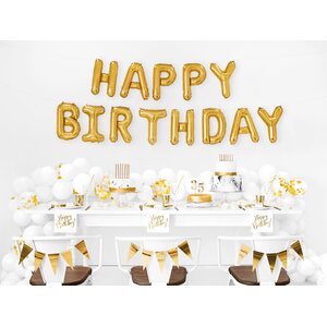 Foil Balloon Happy Birthday, 340x35cm, gold