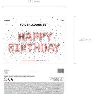 Foil Balloon Happy Birthday, 340x35cm, rose gold