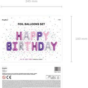 Kirjainfoliosetti Happy Birthday, 340 x 35 cm, värisekoitus