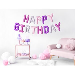 Kirjainfoliosetti Happy Birthday, 340 x 35 cm, värisekoitus