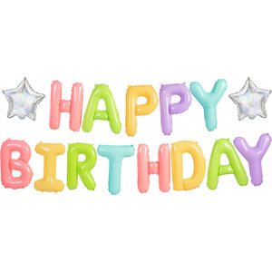 Kirjainfoliot Happy Birthday 395 x 35 cm värisekoitus