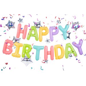 Kirjainfoliot Happy Birthday 395 x 35 cm värisekoitus
