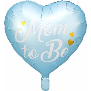 Mom to Be sydän tavallinen foliopallo, 35 cm, vaaleansininen