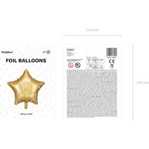 Happy Birthday tavallinen foliopallo, 40 cm, kulta