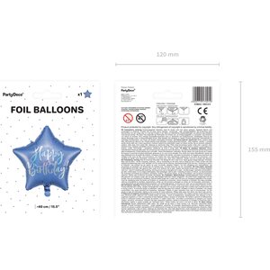 Happy Birthday tavallinen foliopallo, 40 cm, tummansininen