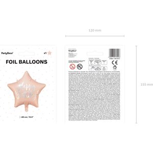 Happy Birthday tavallinen foliopallo, 40 cm, puuteriroosa