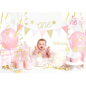Viirinauha 1st Birthday, kulta-vaaleanpunamix, 1,3 m