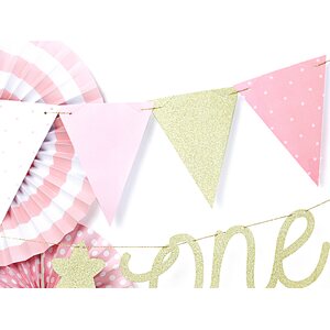 Viirinauha 1st Birthday, kulta-vaaleanpunamix, 1,3 m