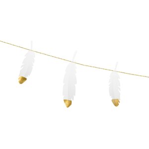 PartyDeco Garland Feathers White <>