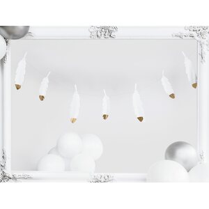 PartyDeco Garland Feathers White <>
