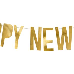 Viirinauha Happy New Year, kulta, 66 x 18 cm