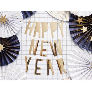 Viirinauha Happy New Year, kulta, 66 x 18 cm