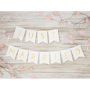 Banner Just Married, white, 15 x 155 cm