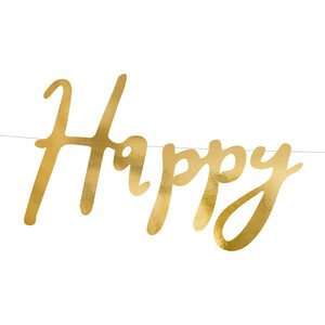 Banner Happy Birthday, gold, 16.5x62cm