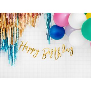 Banner Happy Birthday, gold, 16.5x62cm