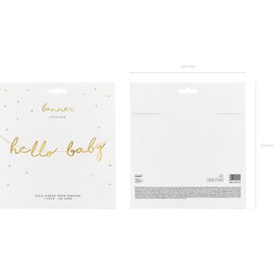 Viirinauha Hello Baby, kulta, 18 x 70 cm