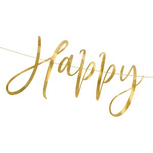 Viirinauha Happy New Year, kulta, 66 x 18 cm