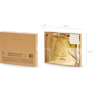 Personoitava kirjainviirinauha kulta 14 cm 63 kpl/pkt