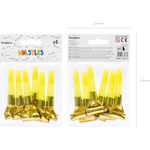 Snake whistle, gold 6 pcs
