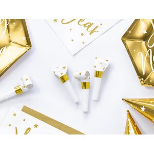 Snake whistle white with gold stars 6 pcs