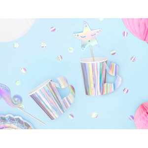 Paper cups Mermaid, iridescent, 220ml 1pkt/6pc.