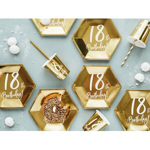 Pahvimuki 18th Birthday korkeakiiltokulta 220 ml 6 kpl/pkt