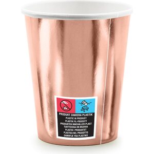 Cups Happy Birthday!, rose gold, 260ml 1pkt/6pc.