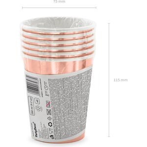 Cups Happy Birthday!, rose gold, 260ml 1pkt/6pc.