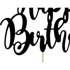 Cake topper Happy Birthday, black, 22.5cm