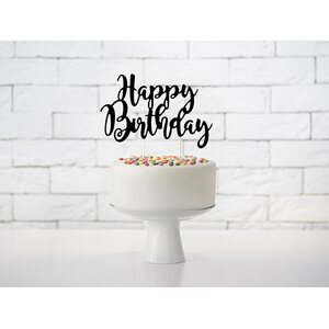 Cake topper Happy Birthday, black, 22.5cm