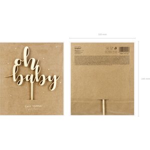 Wooden topper Oh baby, 17cm