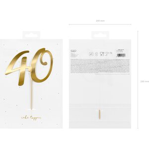 Cake topper ''40'', gold, 20.5cm