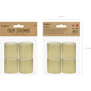 Crepe streamer, 5cm/10m, gold 1pkt/4pc