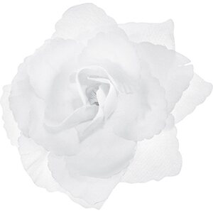 Valkoinen ruusu kiinnitysteipillä, 9 cm 24 kpl/pkt