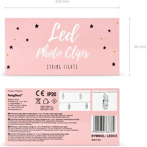 Valokuvaköynnös LED-klipsuilla, 1,4 m