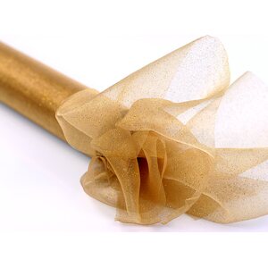 Organza, kultaglitter, 0,36 x 9 m