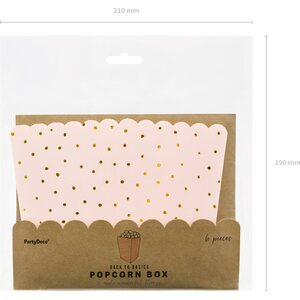 Boxes for popcorn Dots, light pink, 7x7x12.5cm 1pkt/6pc.