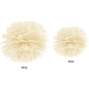 Paperikoriste pompom, kerma, 25 cm