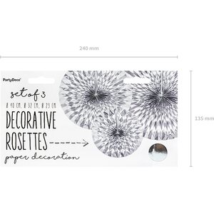 Decorative Rosettes, silver: 1pkt/3pc.