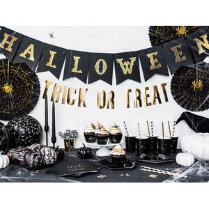 Paperinen Trick or Treat ruusuke, musta-kulta 2 kpl/pkt