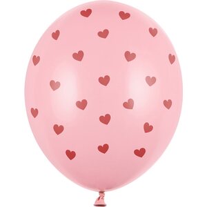 Ilmapallo 30 cm, Hearts, pastelli baby pink 6 kpl/pss