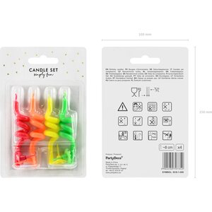 Kakkukynttilä, kierre, värimix 8 cm 4 kpl/pkt