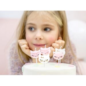 Birthday candles Cat, mix, 2cm 1pkt/6pc.