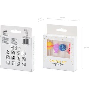 Kakkukynttilät, avaruusteema, 2-3 cm, 4 kpl/pkt